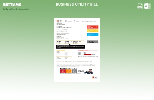 Модерен стил iiNet шаблон за деловна сметка за комунални услуги
